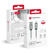 FORCELL USB-A–USB-C kabel Forcell F-Energy QC3.0 66 W Metal, 1 m, C234, srebrn