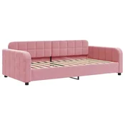 Vidaxl Raztegljiva postelja roza 90x200 cm žamet