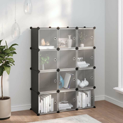 Vidaxl Organizator za shranjevanje kock z 12 kockami in vrati Black PP
