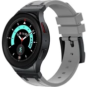 GS Silikonski pašček za Samsung Galaxy Watch 4/5/6/7/FE 40/42/43/44/45/46/47 mm, siva/črna zaponka