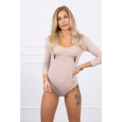 Nude blouse with pistol print beige