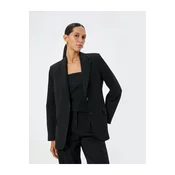 Koton Blazer Jacket Double Breasted Reverse Collar Flap Pocket Detailed