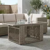 vidaXL vidaXL Vrtna miza Siva 100 x 55 x 37 cm PE Ratan in Steklo, (5000285893)