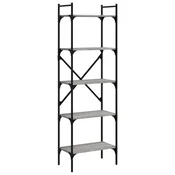 Vidaxl Knjižna omara 5-nadstropna siva sonoma 56x31,5x174 cm inž. les
