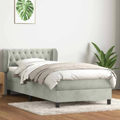 vidaXL vidaXL Box spring postelja z vzmetnico Svetlo siva 80x210 cm žamet, (21793257)