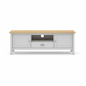 Bela/naravna TV omarica iz masivnega bora 158x53 cm Misti – Marckeric