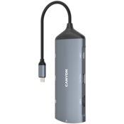 Canyon replikator vrat DS-15 8v1, 1xUSB-C PD 100W, 1xHDMI (4K), VGA, 2xUSB-A 3.0, 1xUSB-A 2.0 RJ45 Gb, 3,5mm jack, SD/m