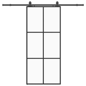 vidaXL vidaXL Drsna vrata z opremo črna 90x205 cm ESG steklo, (21749508)