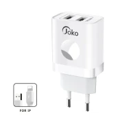 Kucni punjac KONFULON JK72/ 2xUSB/ 2.4A/12W/ sa iPhone lightning kablom beli