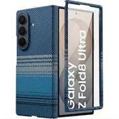 GS Ovitek za Samsung Galaxy Z Fold 8 Ultra, tekstura iz karbonskih vlaken, s steklom za zunanji zaslon, za MagSafe, moder