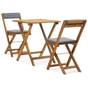 3-dijelni sklopivi bistro set od masivnog bagremovog drva