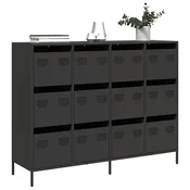 Komoda crna 135x39x103,5 cm hladno valjani celik