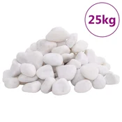 VIDAXL Polirani kamenčki 25 kg beli 2-5 cm