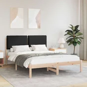Vidaxl Posteljni okvir z oblazinjenim vzglavjem Črna 150 x 200 cm