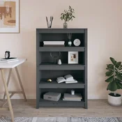 shumee vidaXL Knjižna omara siva 80x35x126 cm masivni borov les
