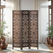 Homestyle4U Pregradna stena 3-delna 120x2x170 cm rjava