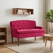 Dvojnica s gumbi Vinorodna rdeča 111 x 65 x 79 cm Žamet