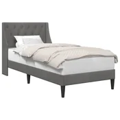Vidaxl Konstrukcija postelje z vzglavjem Temno siva 100 x 200 cm Žamet