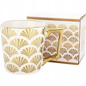 Elegantna porcelanasta skodelica z zlatim ročajem 310 ml, idealna za darilo