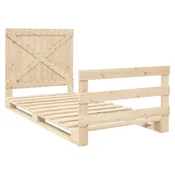 Vidaxl Posteljni okvir z vzglavjem 100x200 cm trdna borovina