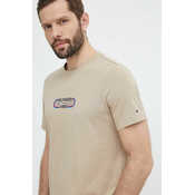 Pamucna majica Tommy Hilfiger za muškarce, boja: bež, s tiskom, MW0MW34429