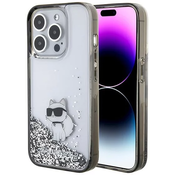 Karl Lagerfeld KLHCP15XLKCNSK Apple iPhone 15 Pro Max hardcase Liquid Glitter Choupette transparent