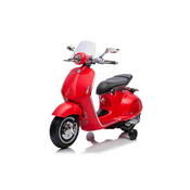 Beneo Električni motocikel Vespa 946 tudi z vzvratno prestavo, rdeče barve, s pomožnimi kolesi, Licenca, 2 x 6V baterija, 2x 30W motor, usnjen sedež, MP3 predvajalnik z USB vhodom