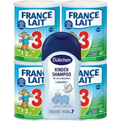 France Lait 3 mlečna hrana za spodbujanje rasti za majhne otroke od 1 leta 4x400g + Bübchen