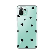 Silikonska maska za Xiaomi Mi 11 lite Hearts Print Skin providna
