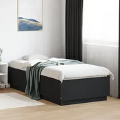 Okvir za krevet s LED svjetlima crni 100 x 200 cm drveni