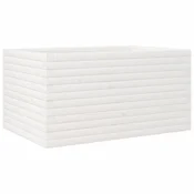 Vidaxl Vrtno cvetlično korito belo 90x60x45,5 cm trdna borovina
