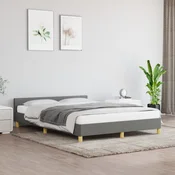 shumee vidaXL Posteljni okvir brez vzmetnice temno siv 140x190 cm oblazinjen s blagom