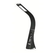 PLATINET stolna lampa 9W, fleksibilna, savitljiva, s LCD digitalnim kalendarom, satom i termometrom, 5500K, 480 Lm, crna PDLU3B