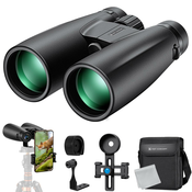 K&F Concept 12*50 HD Binoculars Black BAK4, with Mobile Phone Holder and Tripod Conversion Bracket