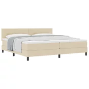 vidaXL vidaXL Postelja z vzmetnico z vzmetnico krema 200 x 200 cm blago, (5000127865)