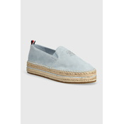 Espadrile od brušene kože Tommy Hilfiger TH EMBROIDERED SUEDE FLATFORM s platformom, FW0FW07695