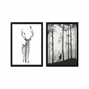 Set plakata u okviru 2 kom 34x44 cm Deer - Wallity