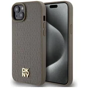DKNY Etui DKNY Leather Pattern Metal Logo MagSafe za iPhone 15/14/13 - rjavo