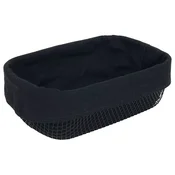 Gastro ovalna košarica za kruh, črna s tekstilnim vložkom, 90 mm, dolžina: 280 mm, širina: 180 mm
