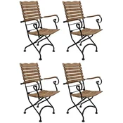 Casa Padrino Art Nouveau garden chair set of 4 with armrests brown/black 60 x 40 x H. 92 cm - Foldable garden chairs - Baroque & Art Nouveau gastronomy & garden furniture