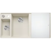 Blanco pomivalno korito AXIA III 6 S InFino SILGRANIT desko steklo, BAZEN LEVO, z daljin. prim. - nežna bela