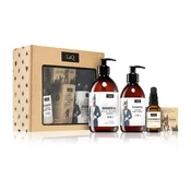 LaQ Doberman Gift Set for a Perfect Look for Men 8 in 1 Refreshing Shower Gel 500 ml + cleansing shampoo with hydrating effect 300 ml + treatment oil
