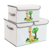 Kinder home dve preklopne kutije za odlaganje sa poklopcem i ručkama bele ( SN04 )