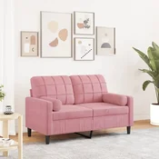 shumee vidaXL Dvosed z blazinami, roza, 120 cm, žamet