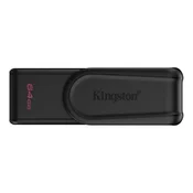 USB disk Kingston 64GB DT Exodia S, 3.2 Gen1, črn, z vrtljivim pokrovčkom