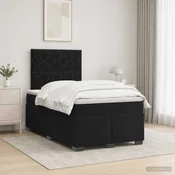 Postelja boxspring z vzmetnico Črna 120 x 200 cm Žamet