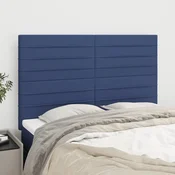 Vidaxl Vzglavje postelje modro 144x5x118/128 cm blago