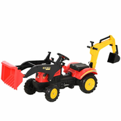 HOMCOM igrača pedalni bager, otroški bager z lopato in volanom, 179x42x59cm, večbarvna