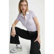 Polo majica Tommy Jeans za žene, boja: ljubicasta, DW0DW17225