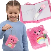 STARPAK Care Bears Kožuhast obesek za ključe, MINI beležka z gladkimi listi in pisalom, obesek – beležka 2v1